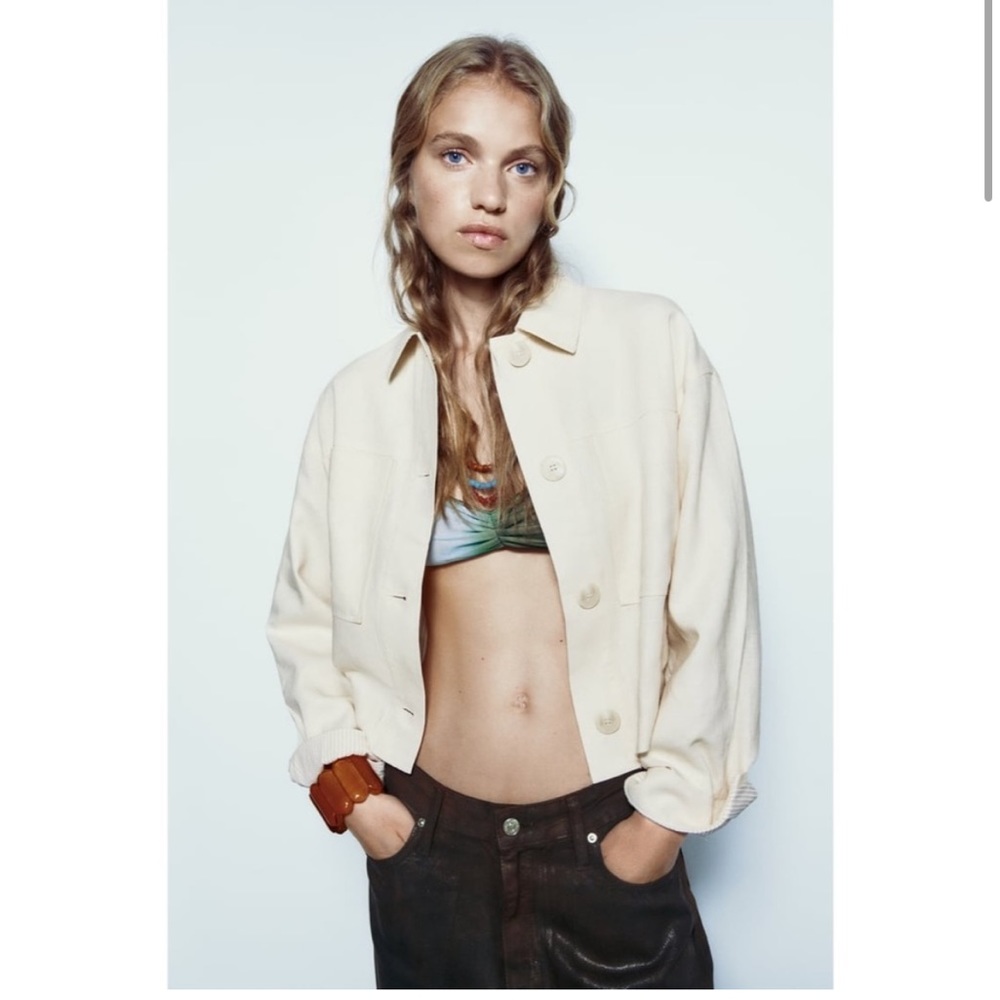 Zara Cropped Linen Trench XS